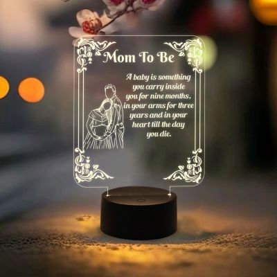 Mom to Be Engraved Night Lamp for Home Decor Light with Warm White Light & On/Off Touch Button | Gift for Pregnant Women | Mom to Be Gift